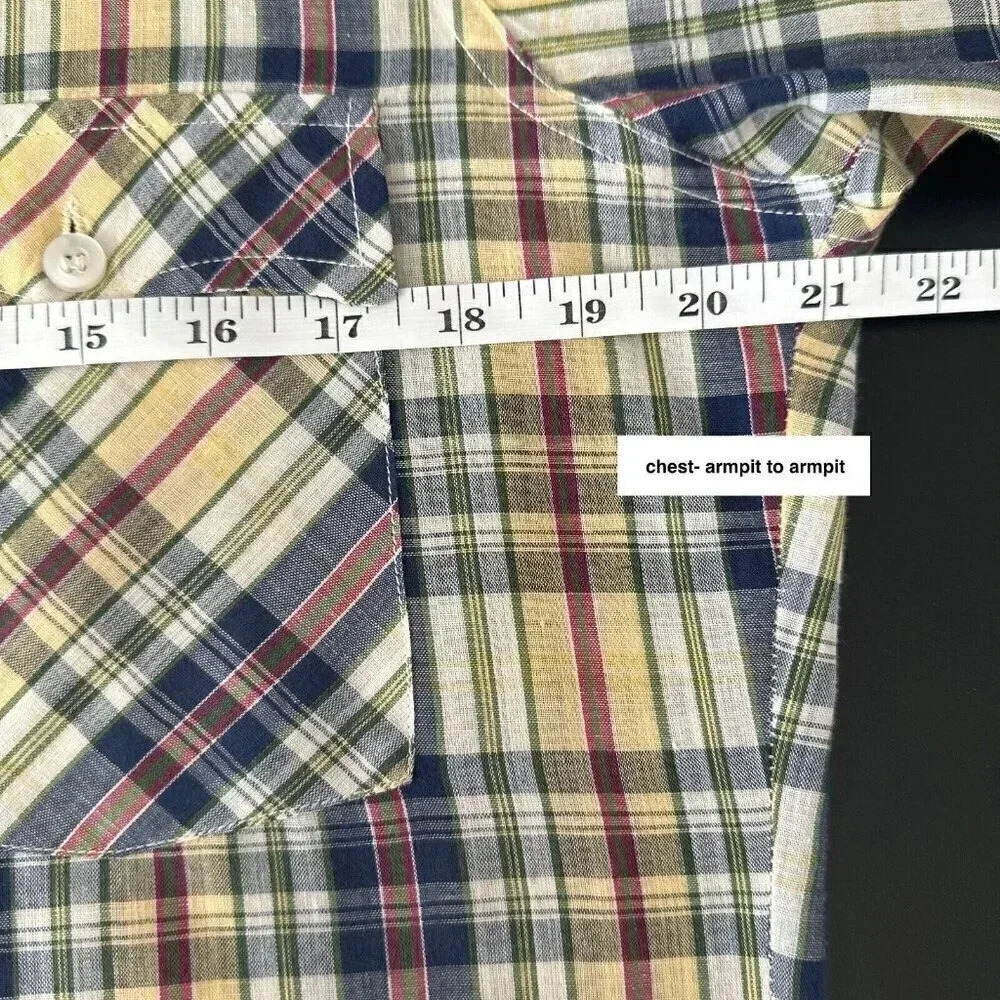 Vintage LEVI'S Shirt Mens S / M Long Sleeve Yellow Blue Plaid 70s 80s Button Up - Picture 11 of 11
